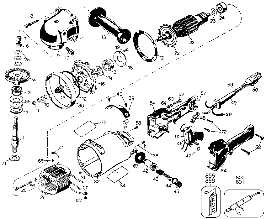 Default Diagram and Parts List for B4052 Type 6 Black and Decker Sander